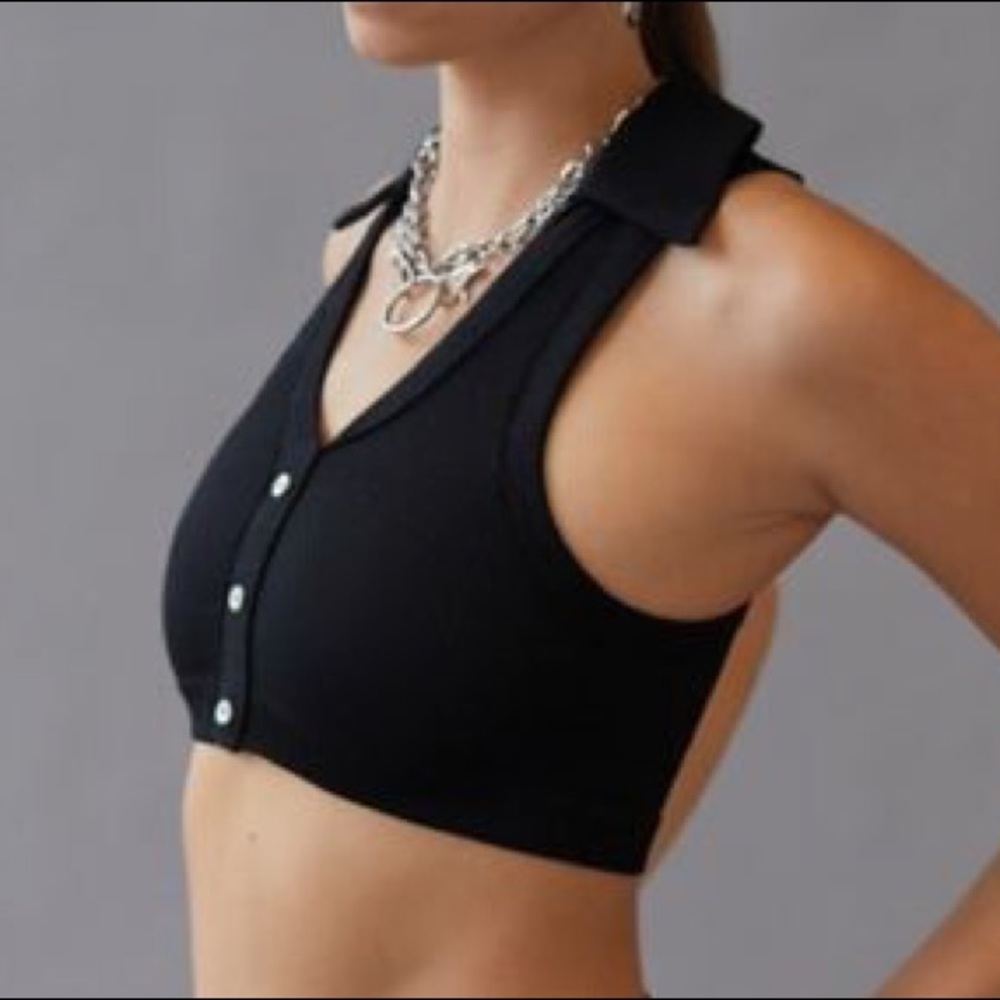 UO OFU Polo Collar Bralette Crop Top